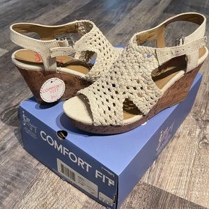 Jellypop Arial Wedge Natural Linen 9 Comfort Fit